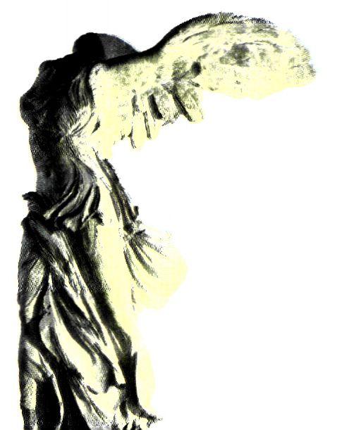 Άγαλμα της Νίκης από το ιερό των Καβείρων στη Σαμοθράκη (αρχές του 2ου αι. π.Χ.). Αποτελεί μέρος αφιερώματος που παρουσιάζει τη θεά Νίκη πάνω στην πλώρη ενός πλοίου. Έχει προέλθει από την εργασία ενός μεγάλου καλλιτέχνη που μας είναι άγνωστος (Παρίσι, Μουσείο Λούβρου)