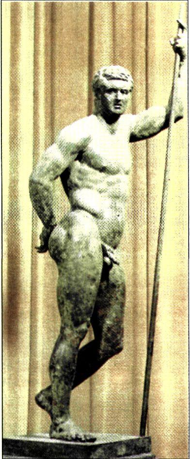 Ορειχάλκινο άγαλμα ηγεμόνα ελληνιστικού βασιλείου των χρόνων της ρωμαϊκής επέκτασης (μέσα του 2ου αι. π.Χ.). Αποδίδεται με τον τρόπο εκείνο που στους κλασικούς χρόνους απεικόνιζαν τους θεούς ή τους αθλητές. (Ρώμη, Μουσείο Θερμών) 