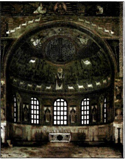 Ψηφιδωτός διάκοσμος της κόγχης του ιερού του Αγίου Απολλιναρίου in Classe στη Ραβέννα (περ. 549).