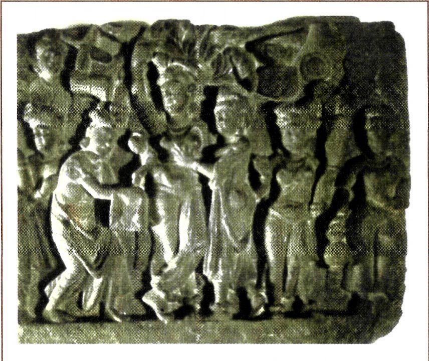 Ανάγλυφη παράσταση της γέννησης του Βούδα (τέλη 2ου αι,-αρχές 3ου αι. μ.Χ.). Έργο ελληνοβουδιστίκής τέχνης από την περιοχή της Γκαντάρα. (Μουσείο Λαχόρης)