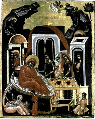 Η Γέννηση της Θεοτόκου Εικόνα στη μονή Διονυσίου, Άγιο Όρος, 16ος αι.