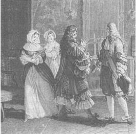 Σκηνή από θεατρική παράσταση του Αρχοντοχωριάτη (λιθογραφία)